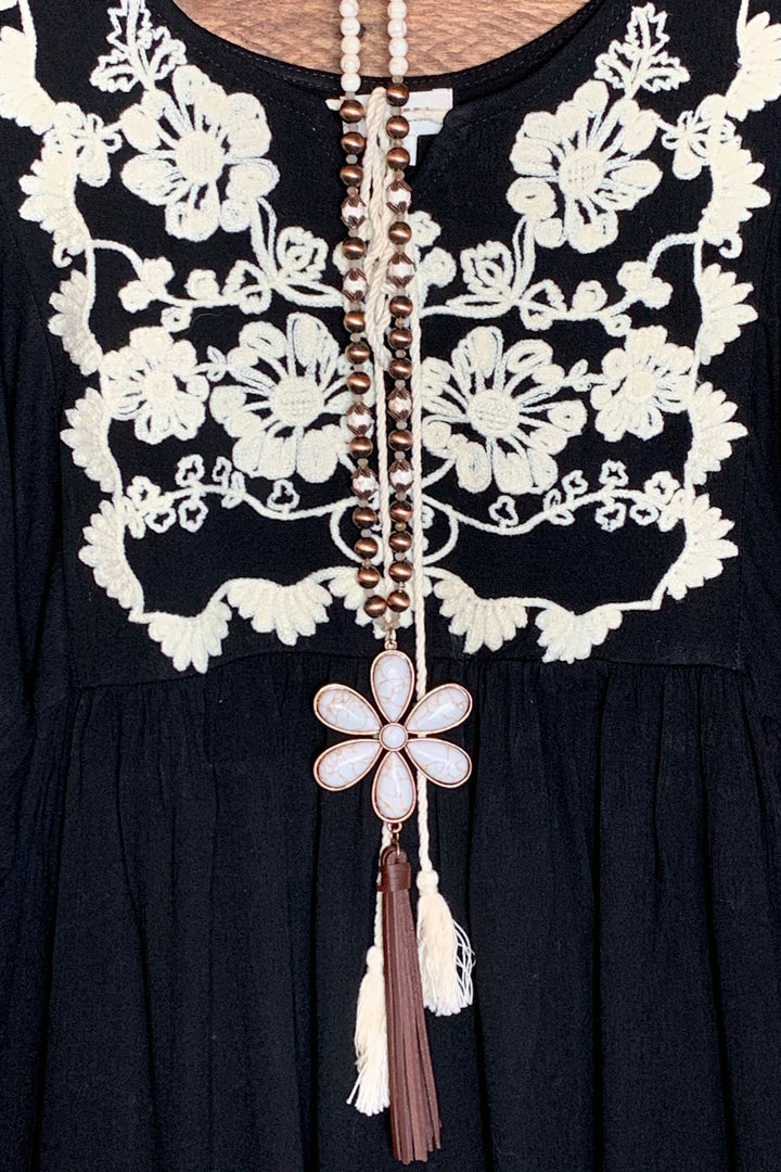 6-12 SIZE Boho Embroidered Dress in Black  -----Sale