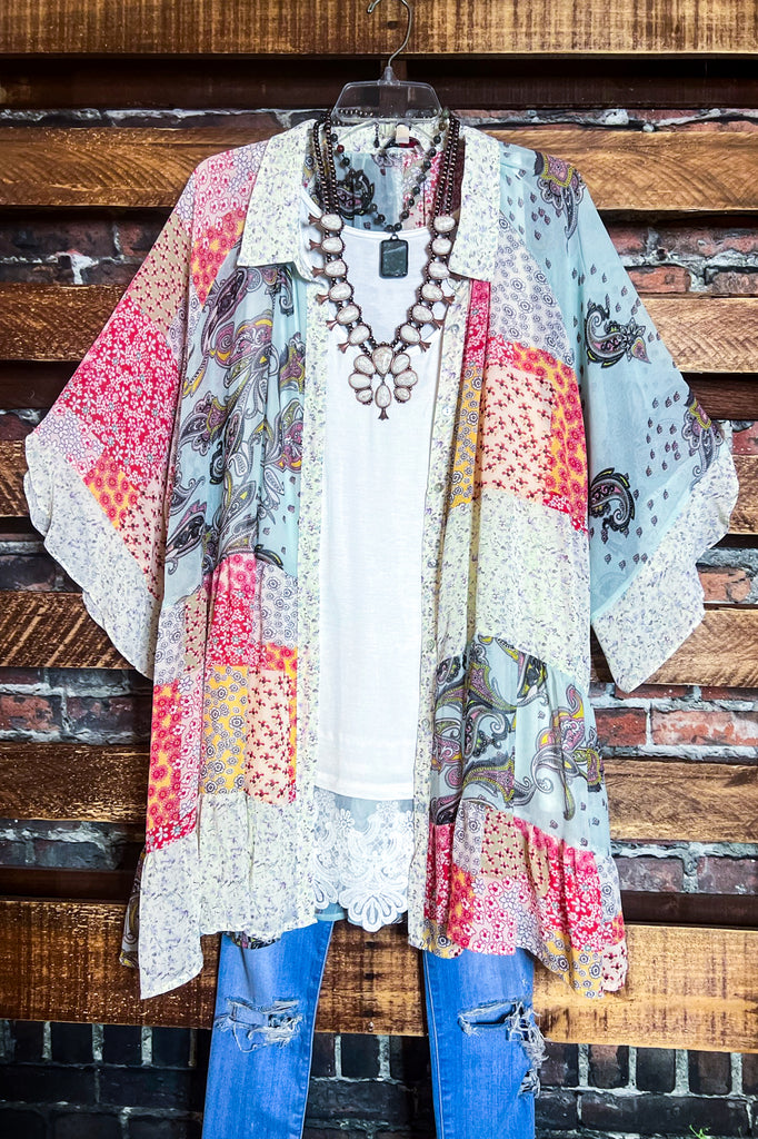See The Beauty Paisleys Oversized Tunic Shirt in Coral & Multi-Color