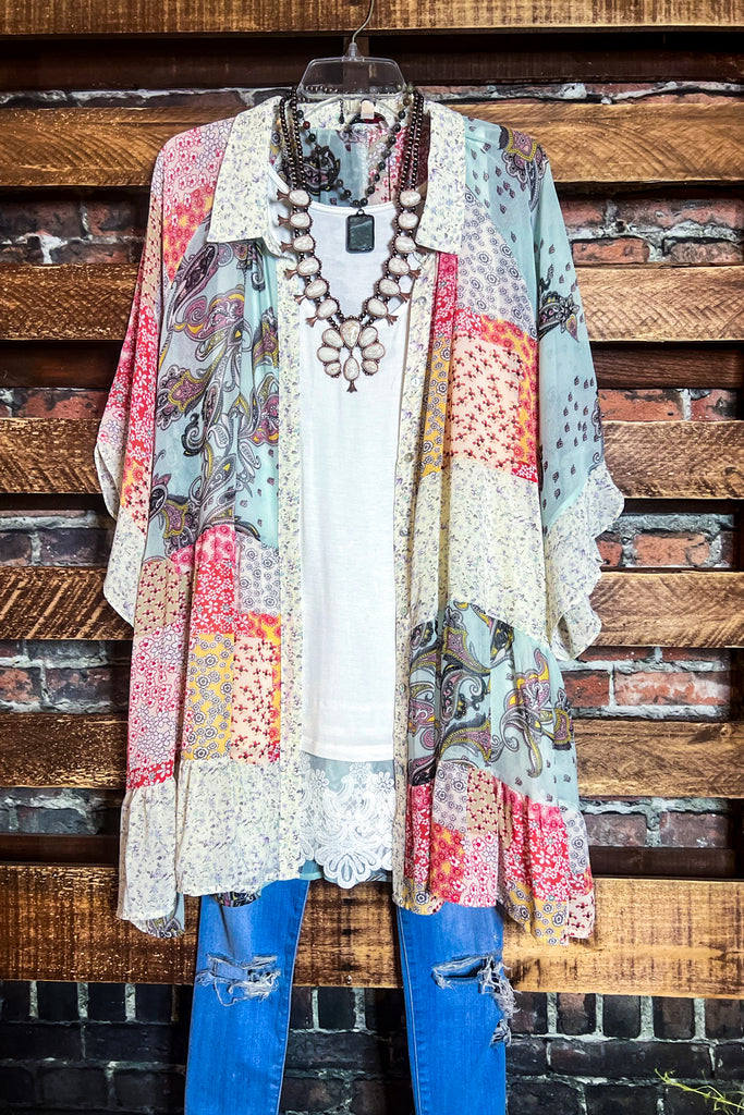 See The Beauty Paisleys Oversized Tunic Shirt in Coral & Multi-Color