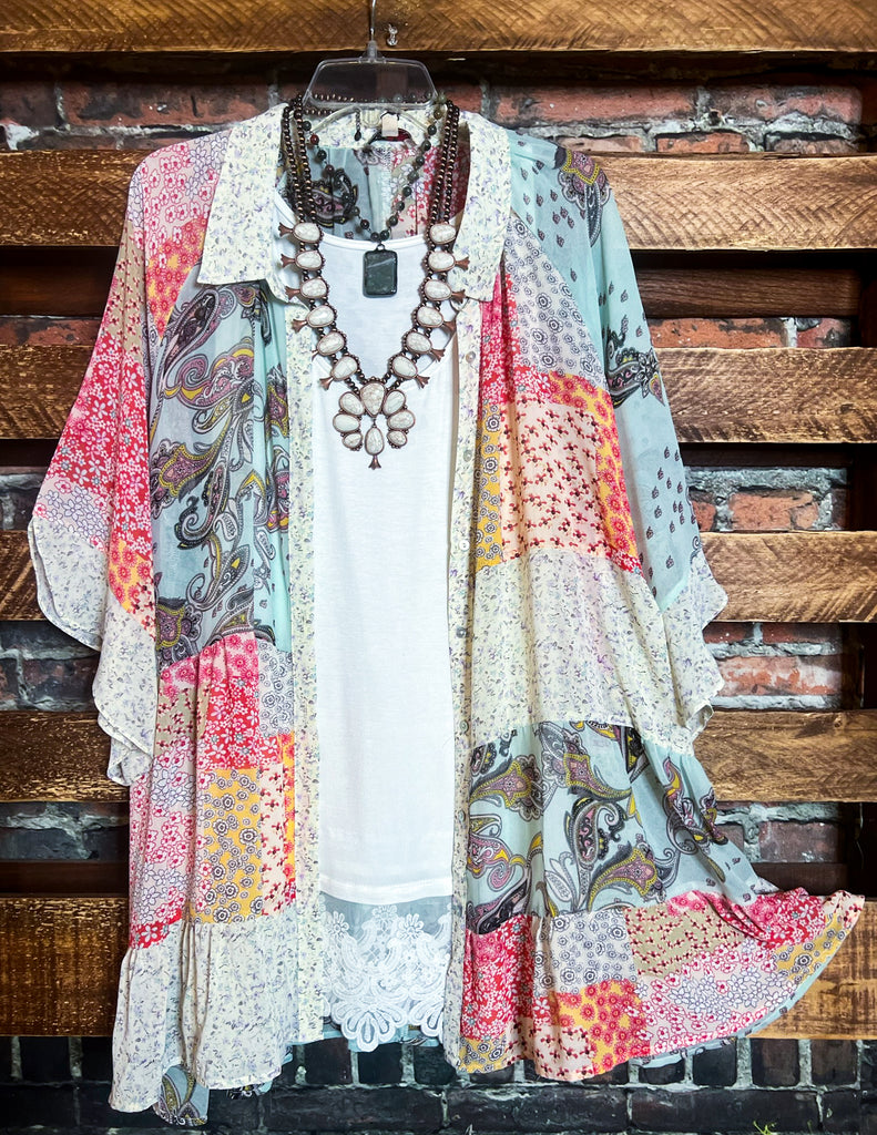 See The Beauty Paisleys Oversized Tunic Shirt in Coral & Multi-Color