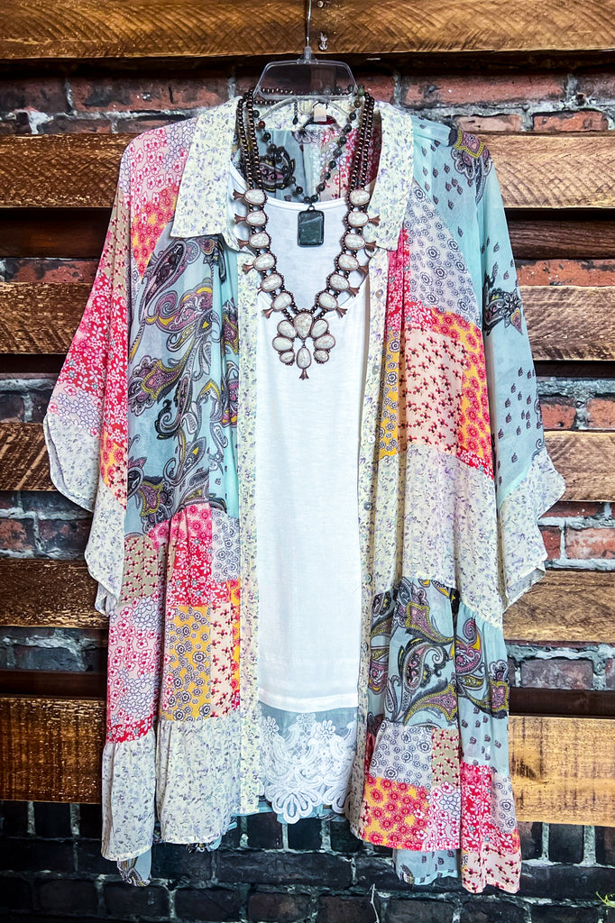 See The Beauty Paisleys Oversized Tunic Shirt in Coral & Multi-Color