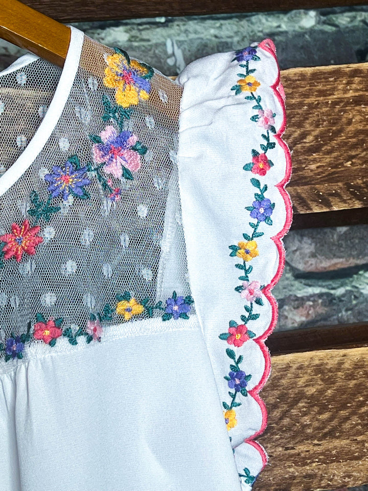 Lovely New Day Lace Embroidered Blouse in Ivory---------Sale