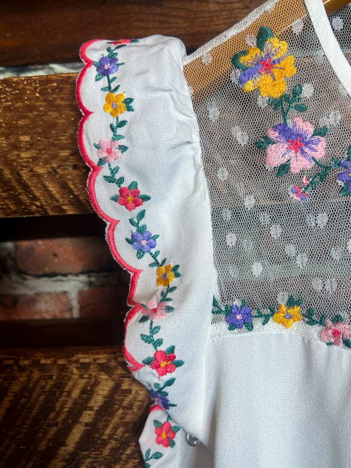 Lovely New Day Lace Embroidered Blouse in Ivory---------Sale