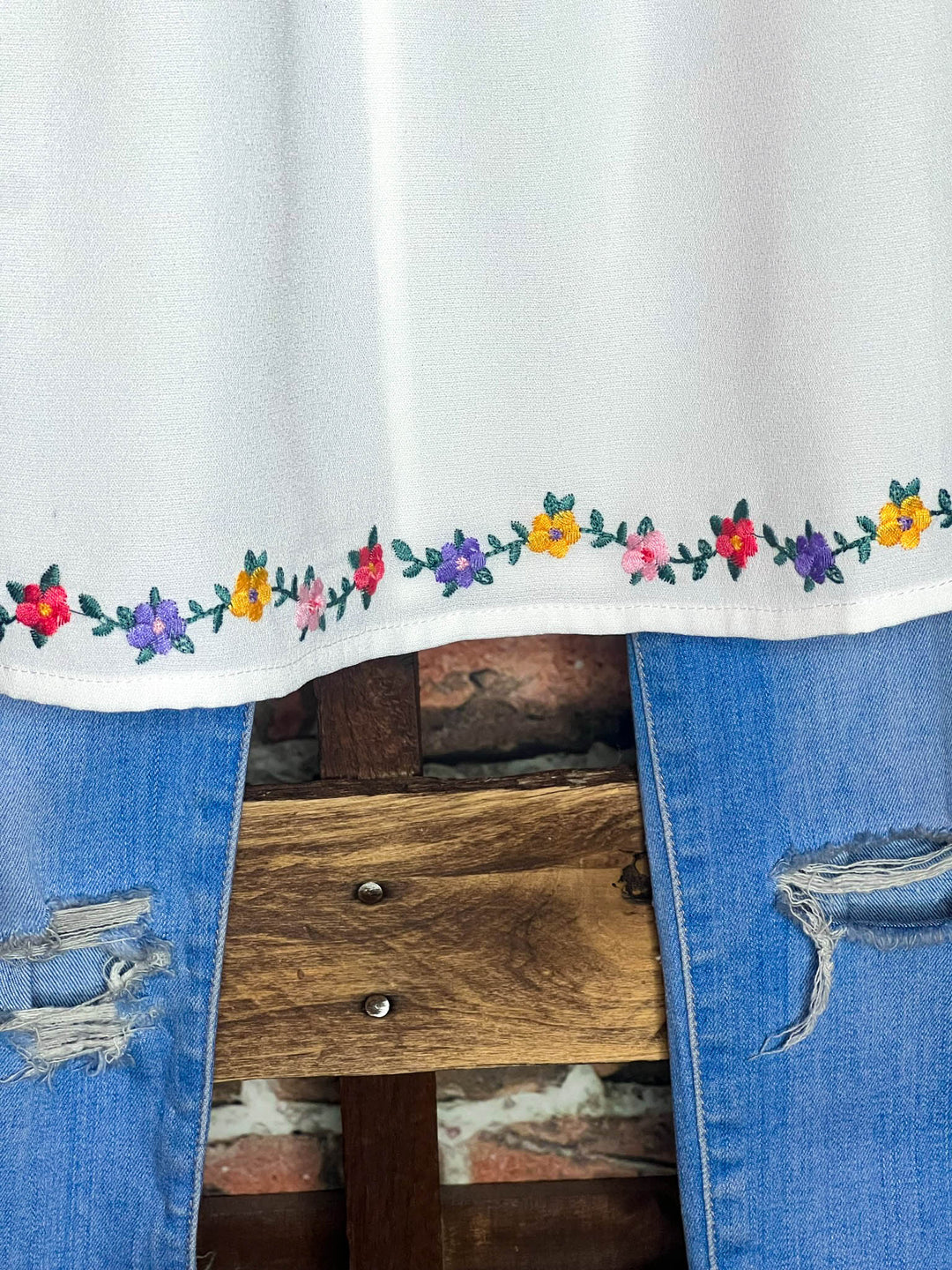 Lovely New Day Lace Embroidered Blouse in Ivory---------Sale