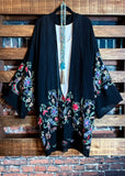 GO WITH GRACE BLACK FLORAL EMBROIDERED KIMONO
