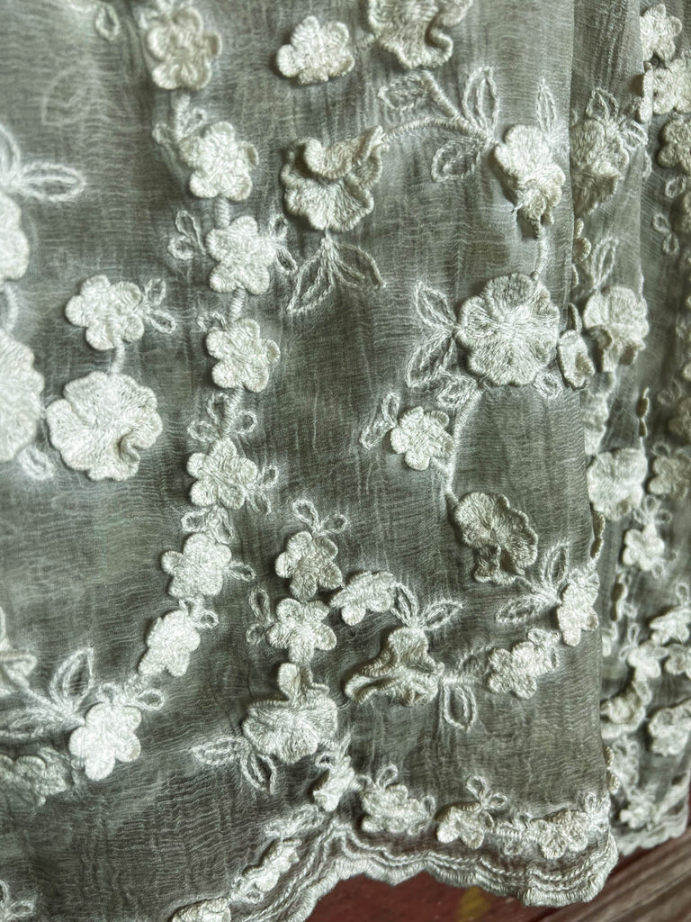 GORGEOUS AND GLAMOROUS SET TUNIC 100% SILK IN CRYSTAL SAGE
