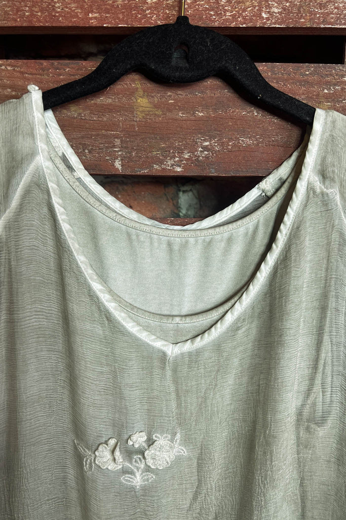 GORGEOUS AND GLAMOROUS SET TUNIC 100% SILK IN CRYSTAL SAGE