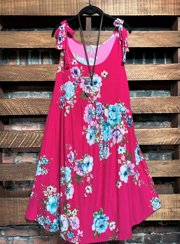 FLORAL DRESS IN FUCHSIA-----------SALE