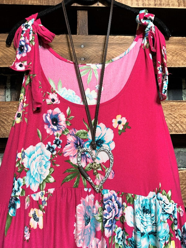 FLORAL DRESS IN FUCHSIA-----------SALE