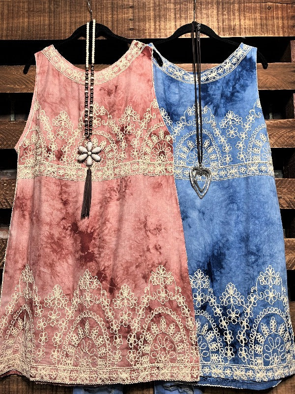 EMBROIDERED HIPPIE CHIC TIE DYE DRESS IN BLUE Size 6-12-----------SALE