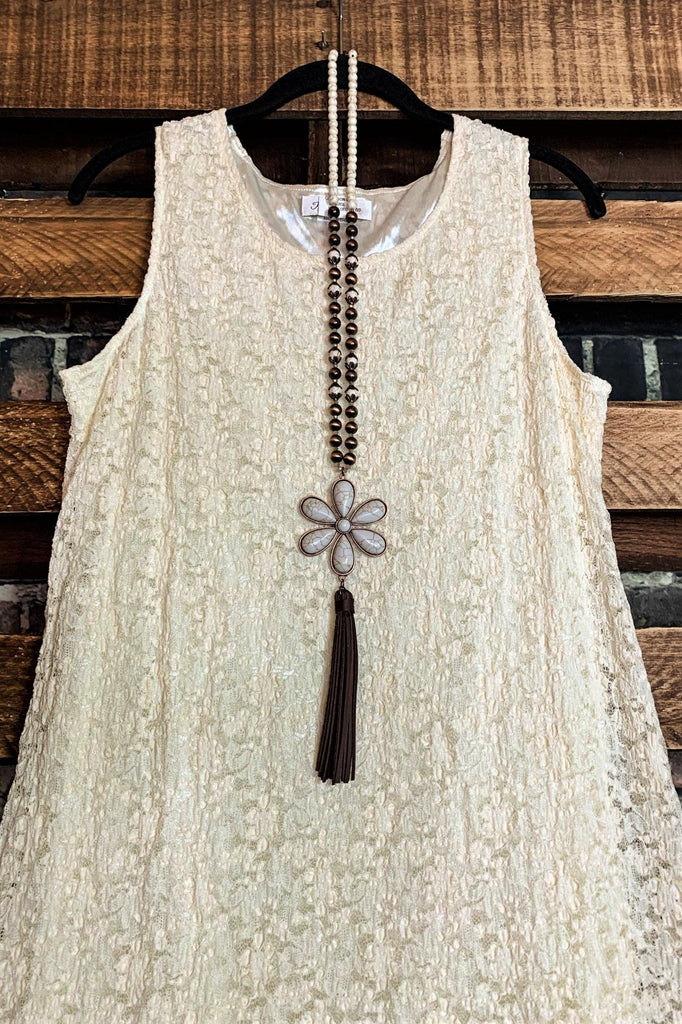 ESSENTIALLY MINE LACE SLIP LAYERING DRESS IN BEIGE-----------SALE