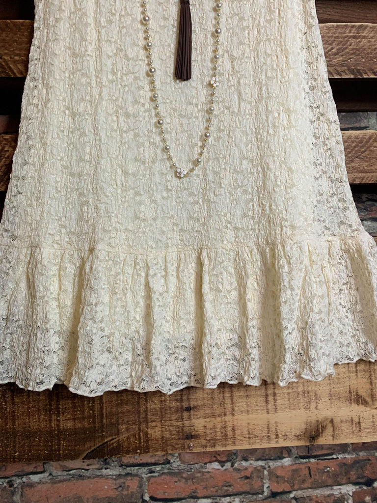 ESSENTIALLY MINE LACE SLIP LAYERING DRESS IN BEIGE-----------SALE