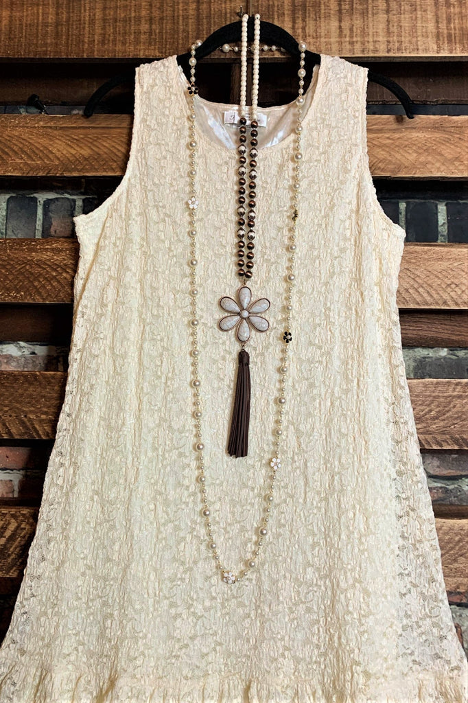 ESSENTIALLY MINE LACE SLIP LAYERING DRESS IN BEIGE-----------SALE