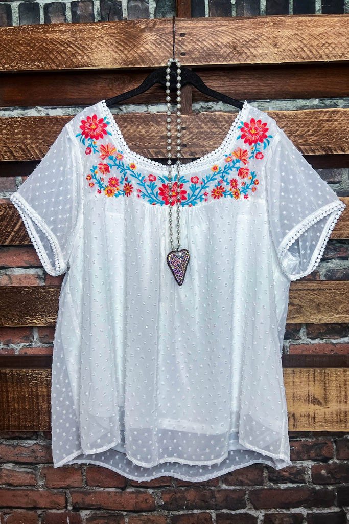 The Sweetest Days Beautiful Ivory Swiss Dot Embroidered Blouse