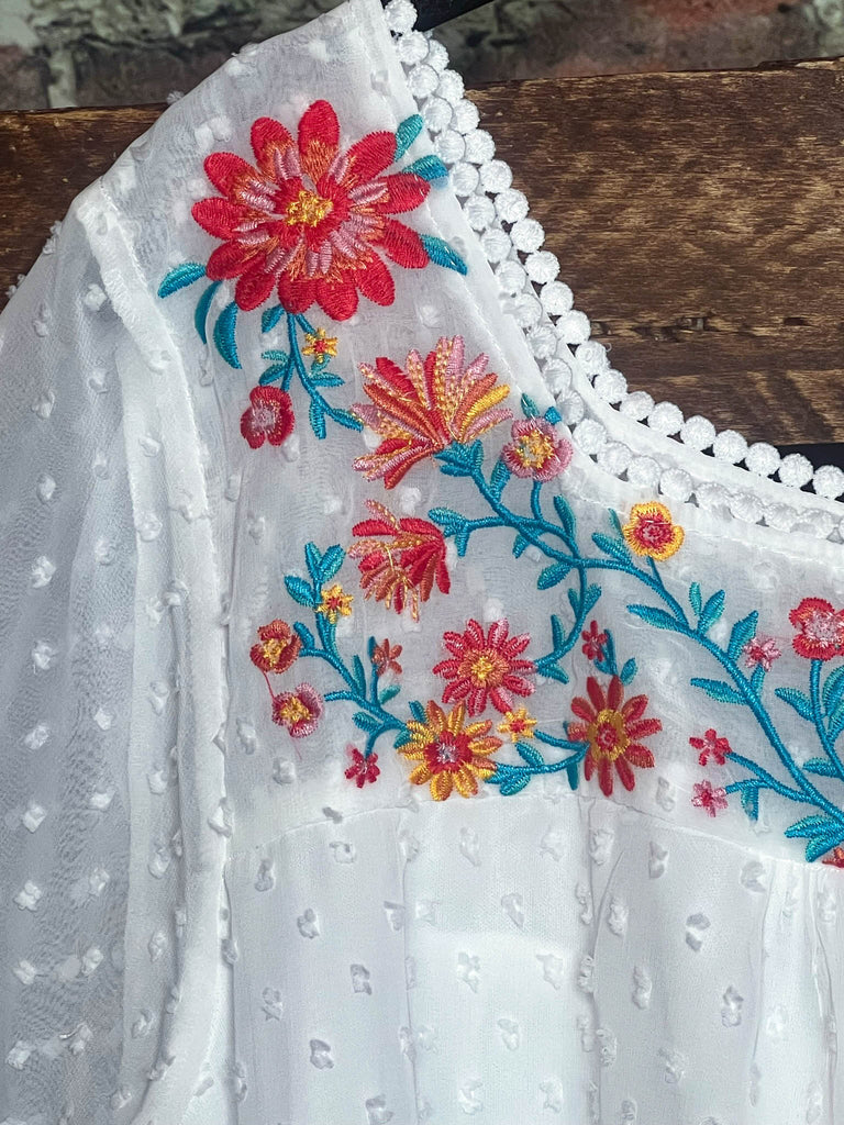 The Sweetest Days Beautiful Ivory Swiss Dot Embroidered Blouse