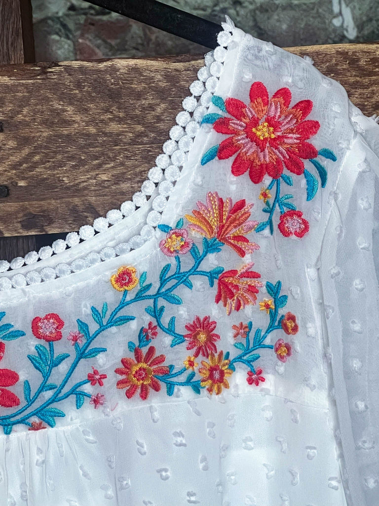 The Sweetest Days Beautiful Ivory Swiss Dot Embroidered Blouse