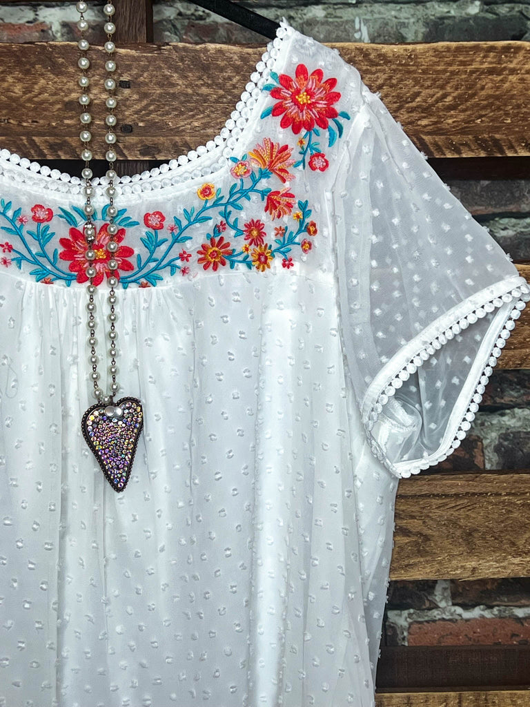 The Sweetest Days Beautiful Ivory Swiss Dot Embroidered Blouse