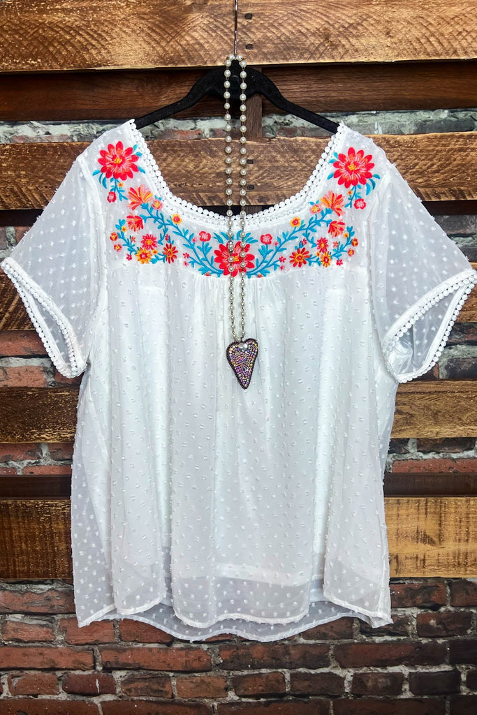 The Sweetest Days Beautiful Ivory Swiss Dot Embroidered Blouse