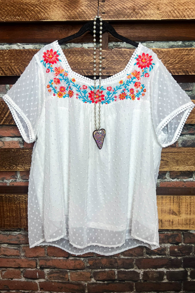 The Sweetest Days Beautiful Ivory Swiss Dot Embroidered Blouse