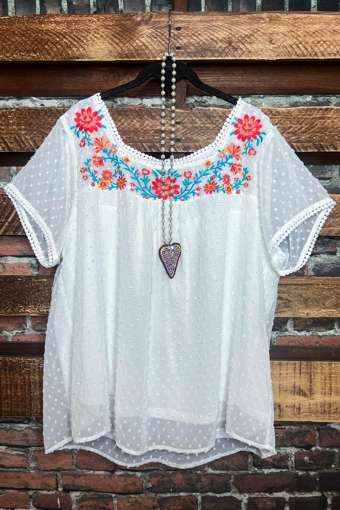 The Sweetest Days Beautiful Ivory Swiss Dot Embroidered Blouse