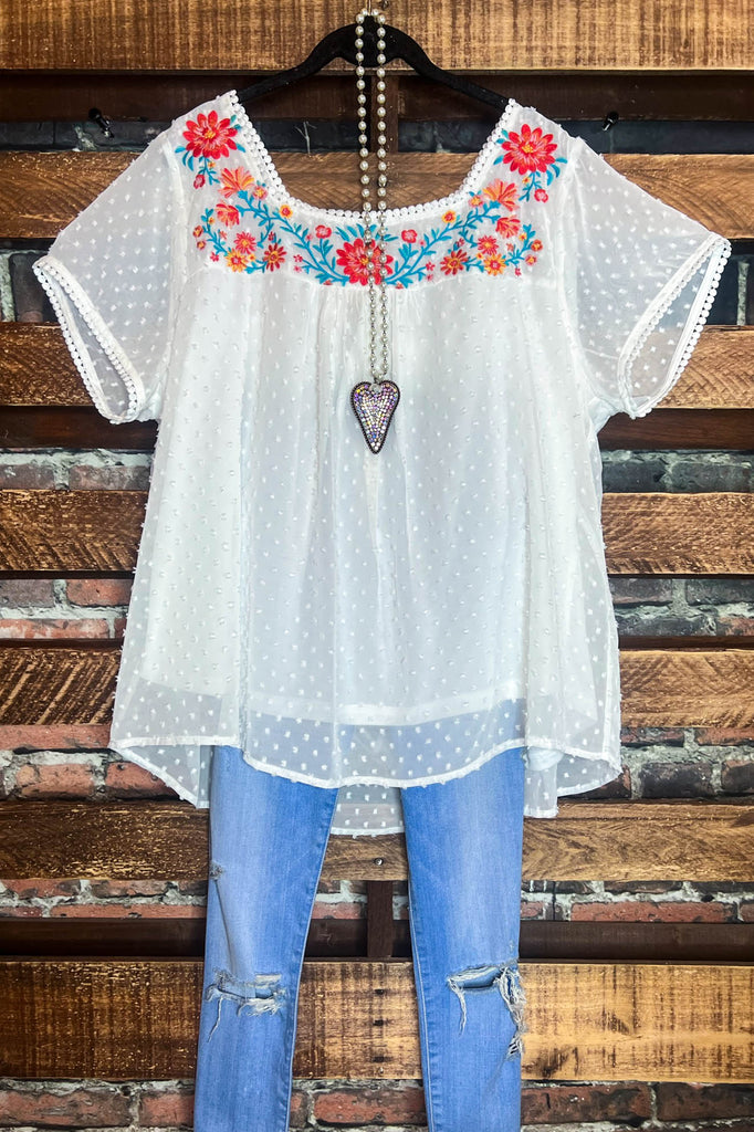 The Sweetest Days Beautiful Ivory Swiss Dot Embroidered Blouse
