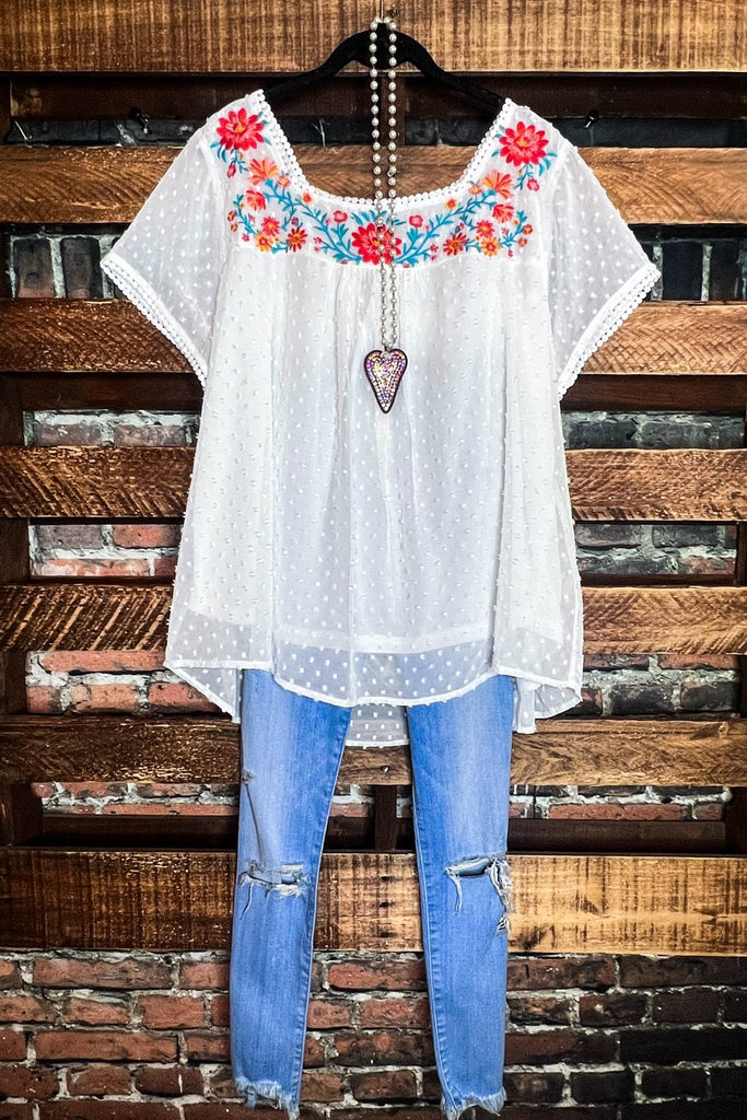 The Sweetest Days Beautiful Ivory Swiss Dot Embroidered Blouse