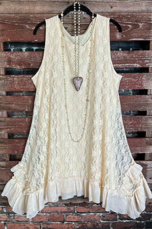 BELIEVE IN THIS LOVE LACE DRESS TUNIC IN BEIGE