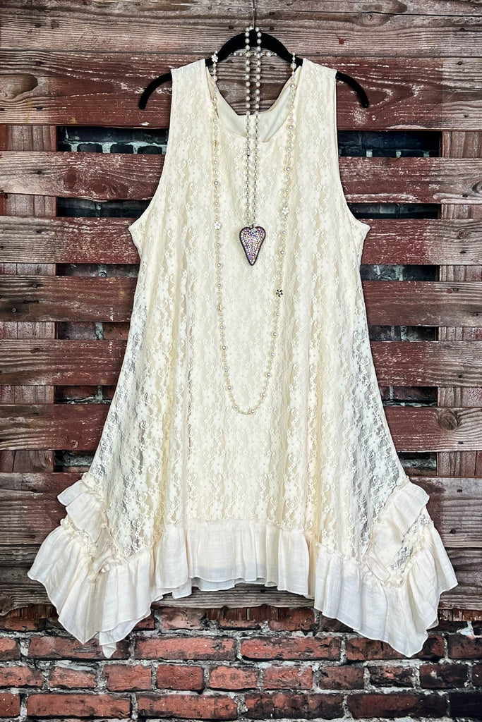 Promise of Romance Lace Sleeveless Dress in Beige