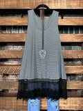 TOUCH OF MAGIC LACE SLIP DRESS TOP IN BLACK MIX ----------sale