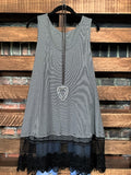 TOUCH OF MAGIC LACE SLIP DRESS TOP IN BLACK MIX ----------sale