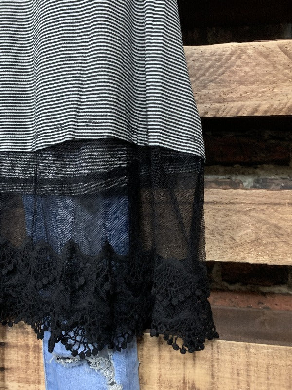 TOUCH OF MAGIC LACE SLIP DRESS TOP IN BLACK MIX ----------sale