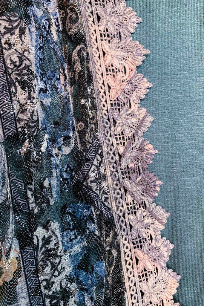 See The Beauty Lace Blue & Taupe Duster Kimono