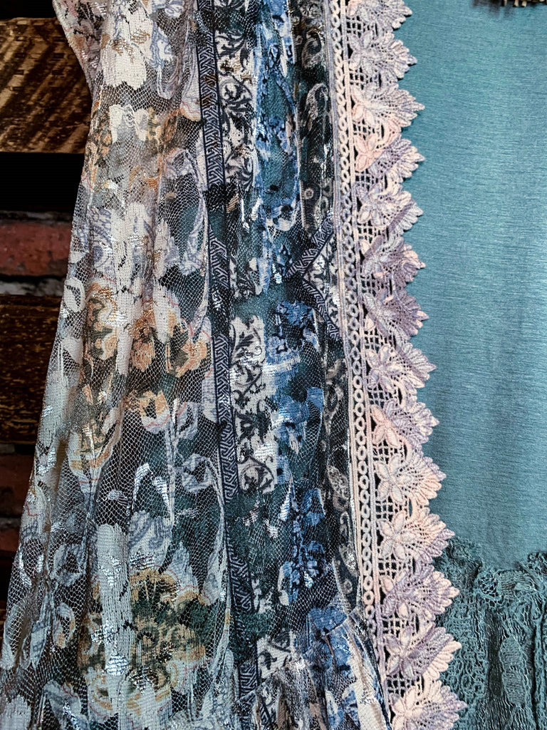 See The Beauty Lace Blue & Taupe Duster Kimono