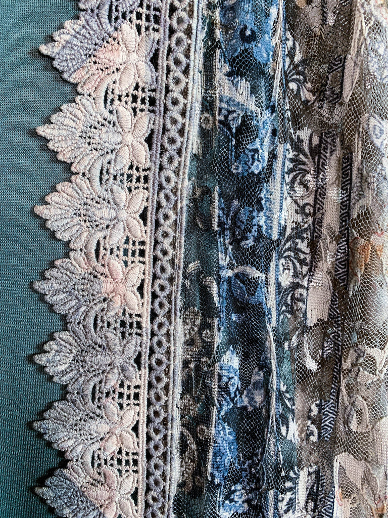 See The Beauty Lace Blue & Taupe Duster Kimono