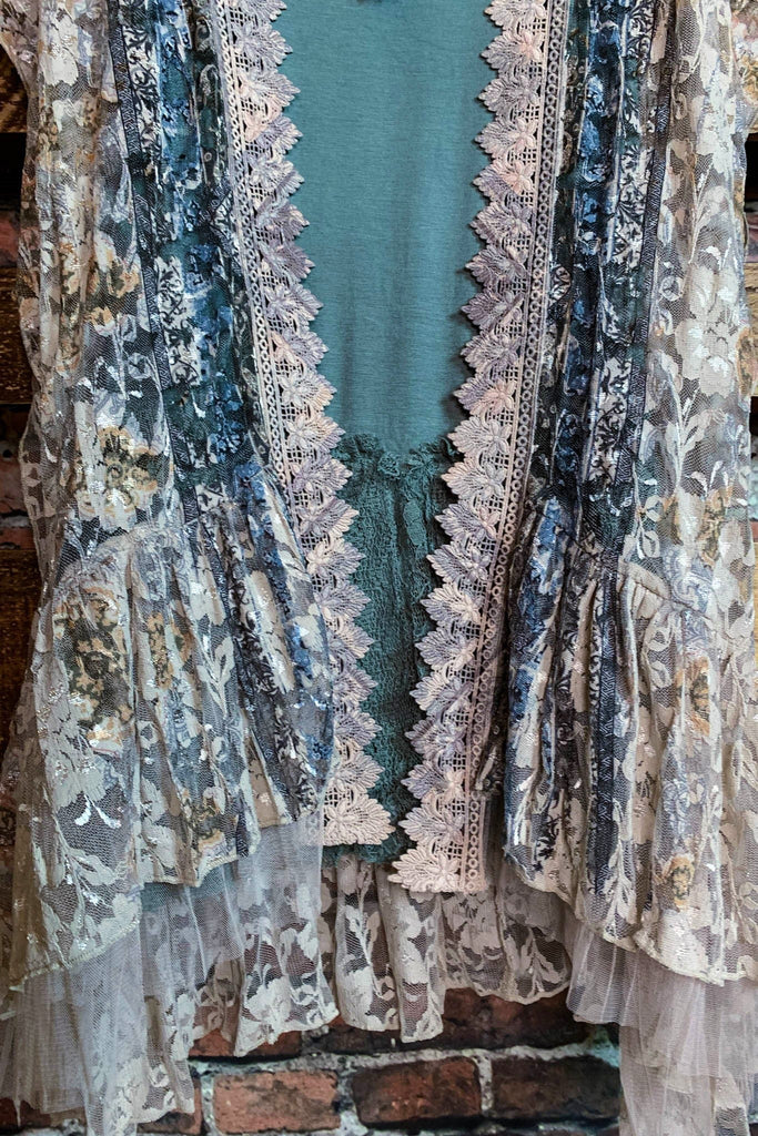 See The Beauty Lace Blue & Taupe Duster Kimono