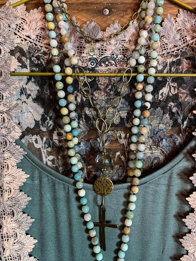 See The Beauty Lace Blue & Taupe Duster Kimono