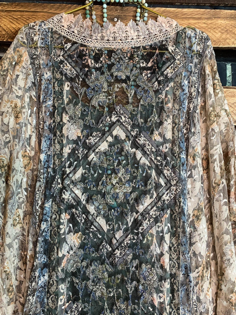 See The Beauty Lace Blue & Taupe Duster Kimono