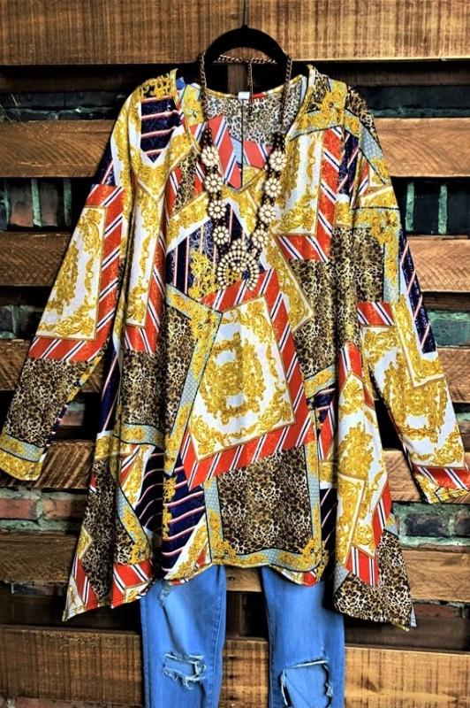 FOREVER FUN PRINT TUNIC IN MULTI-COLOR  1X 2X 3X---------sale