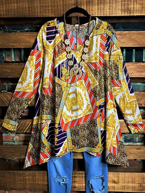 FOREVER FUN PRINT TUNIC IN MULTI-COLOR  1X 2X 3X---------sale