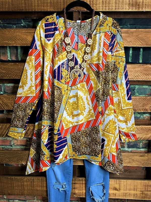 FOREVER FUN PRINT TUNIC IN MULTI-COLOR  1X 2X 3X---------sale