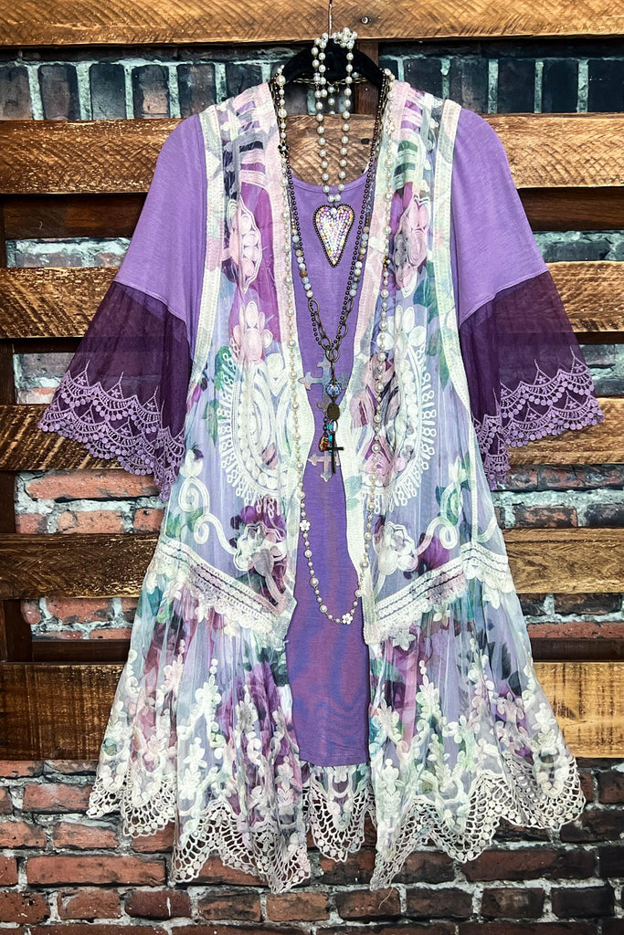 A ROMANTIC SWEET SECRET GARDEN LACE VEST IN NATURAL & MULTI-COLOR