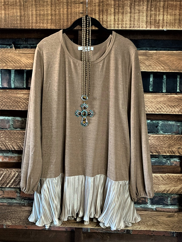 Glamour Sparkle Blouse in Mocha Size Small S - 2X------sale