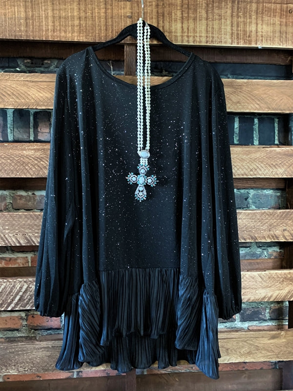 GLAMOUR PRETTY SPARKLE BLOUSE IN BLACK SIZE --------sale