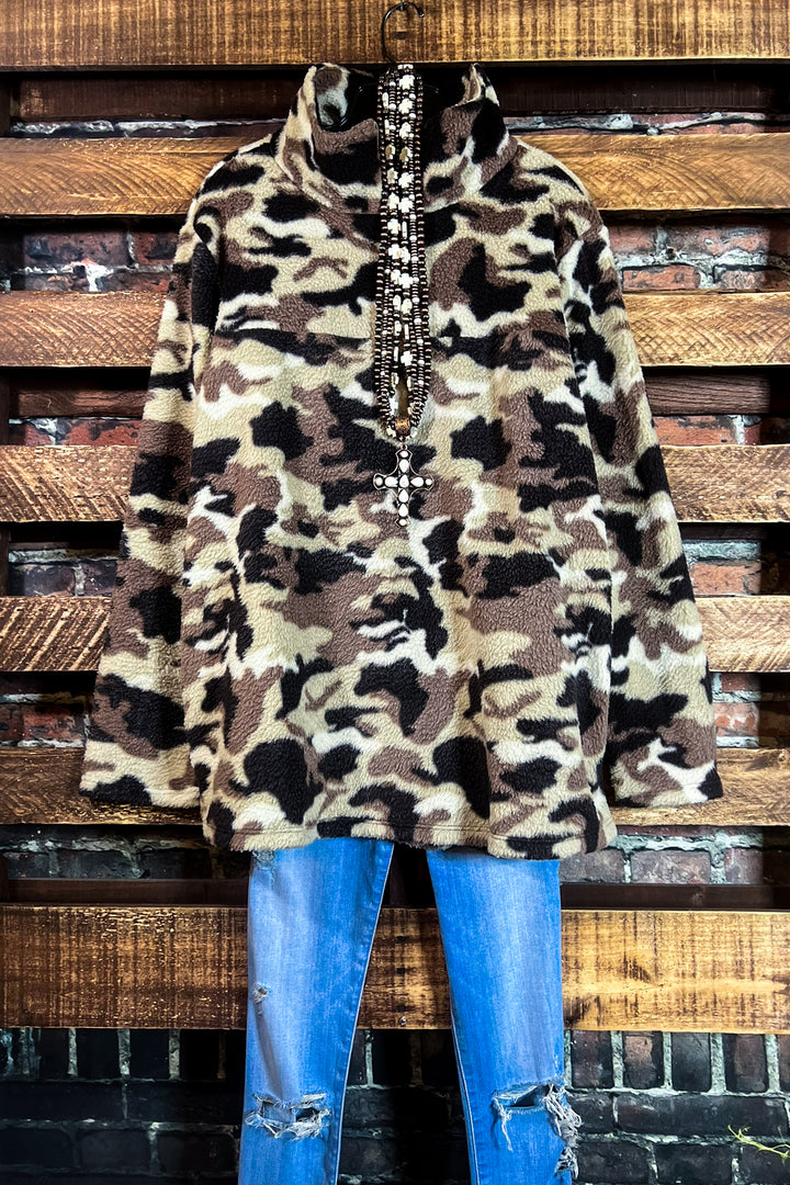 Brown Camo Faux Fur Pullover  ------- SALE