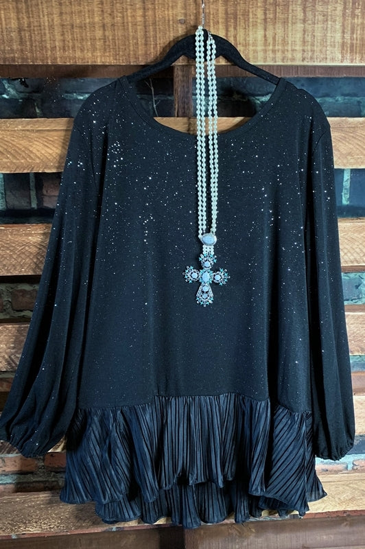 GLAMOUR PRETTY SPARKLE BLOUSE IN BLACK SIZE --------sale