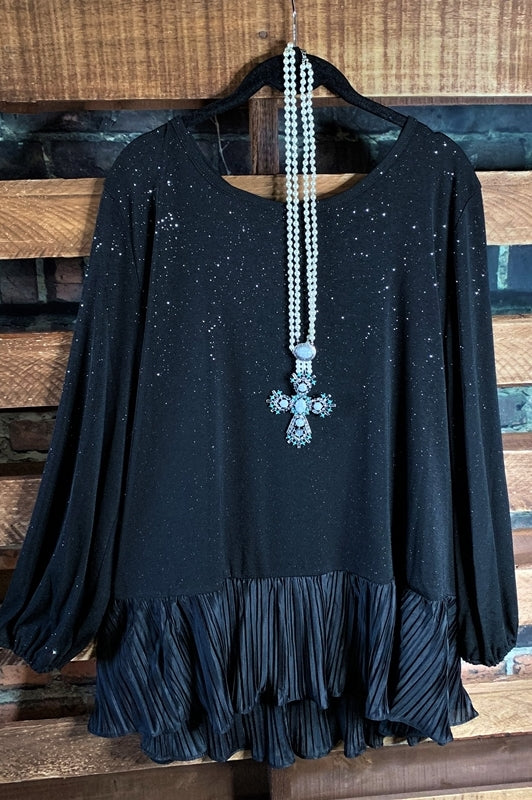 GLAMOUR PRETTY SPARKLE BLOUSE IN BLACK SIZE --------sale