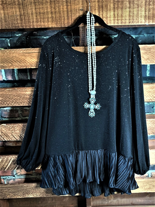 GLAMOUR PRETTY SPARKLE BLOUSE IN BLACK SIZE --------sale