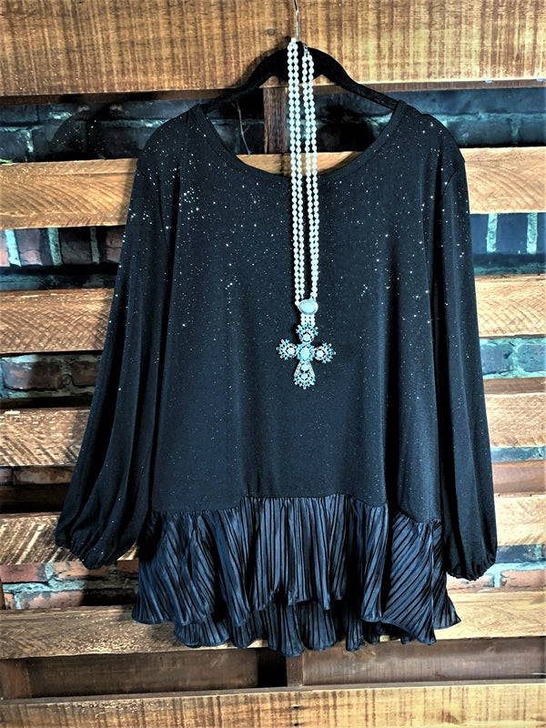 GLAMOUR PRETTY SPARKLE BLOUSE IN BLACK SIZE --------sale