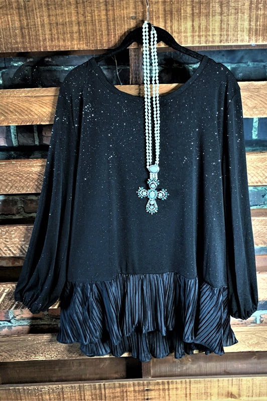 GLAMOUR PRETTY SPARKLE BLOUSE IN BLACK SIZE --------sale