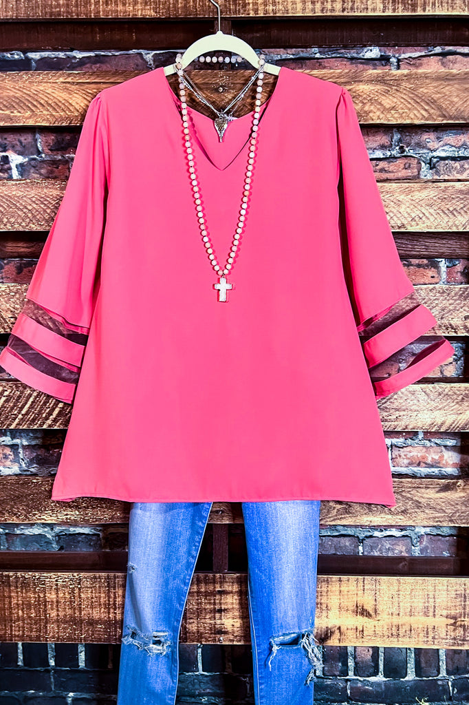 22-24 SIZE - BEAUTY JUST COME NATURALLY DESERT ROSE BLOUSE----SALE
